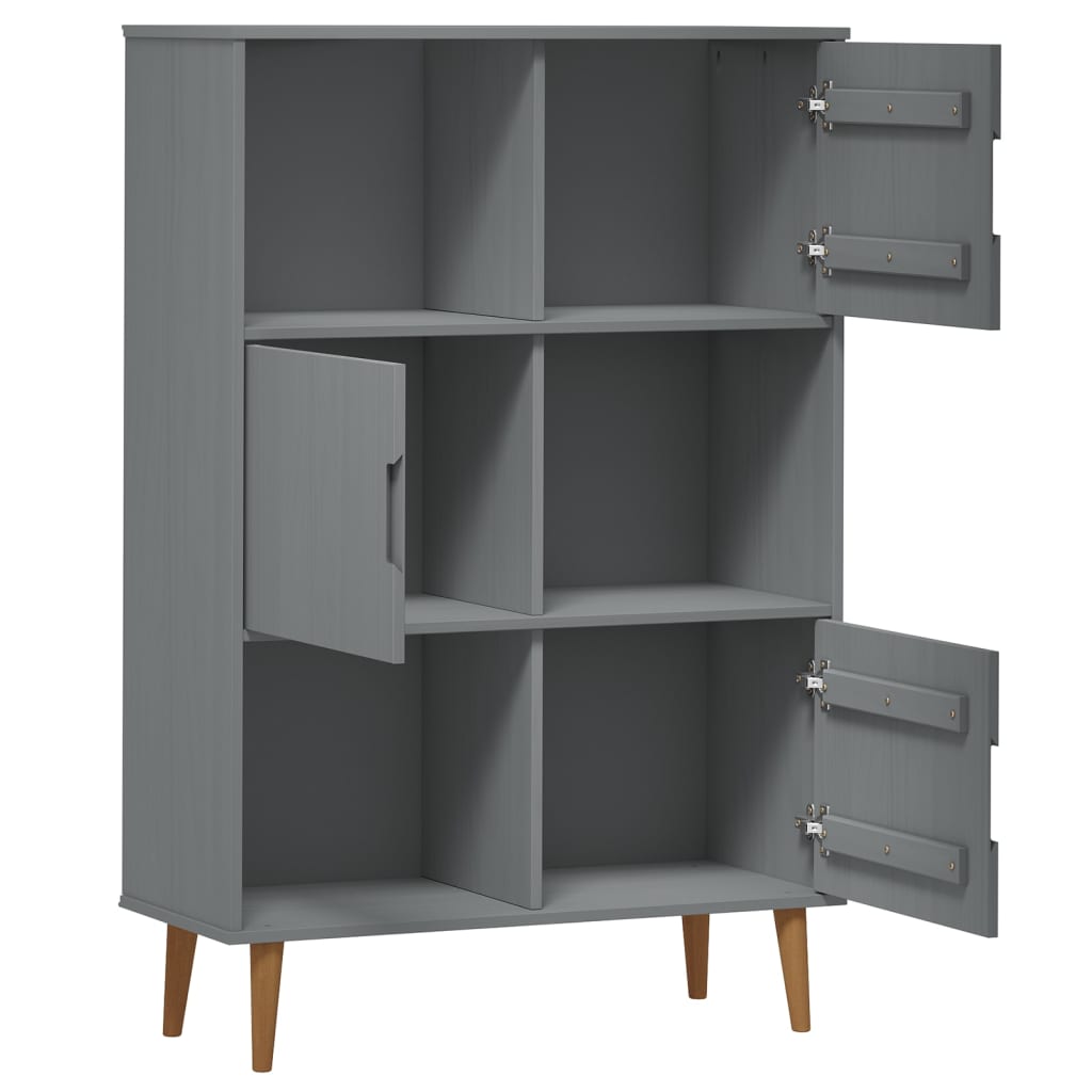 Bibliothèque MOLDE Gris 90x35x133,5 cm Bois massif de pin