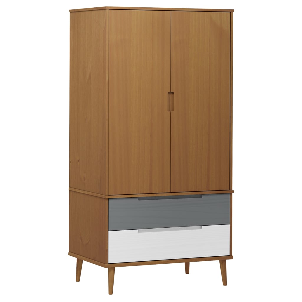 Garde-robe MOLDE Marron 90x55x175 cm Bois massif de pin