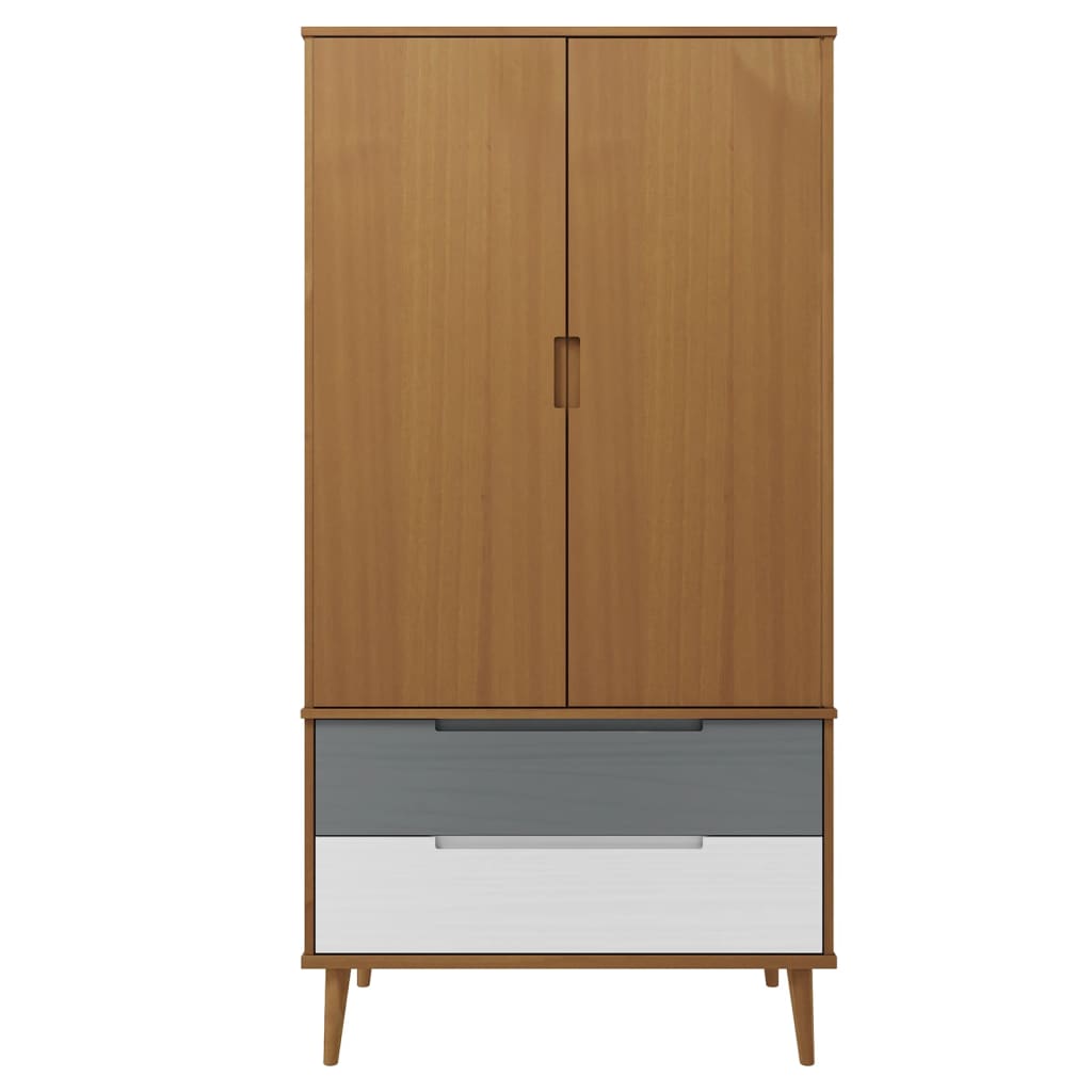 Garde-robe MOLDE Marron 90x55x175 cm Bois massif de pin