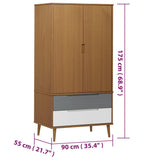 Garde-robe MOLDE Marron 90x55x175 cm Bois massif de pin