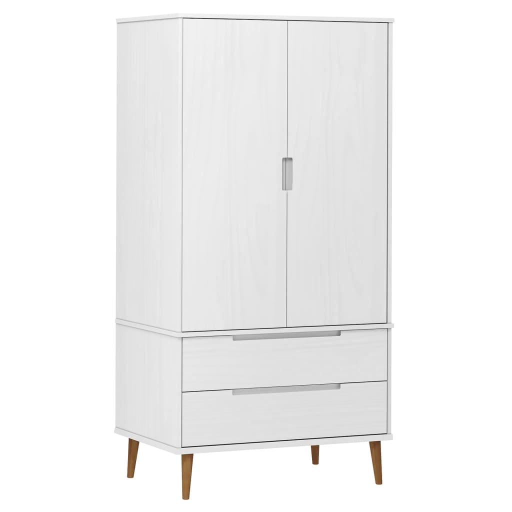 Garde-robe MOLDE Blanc 90x55x175 cm Bois massif de pin