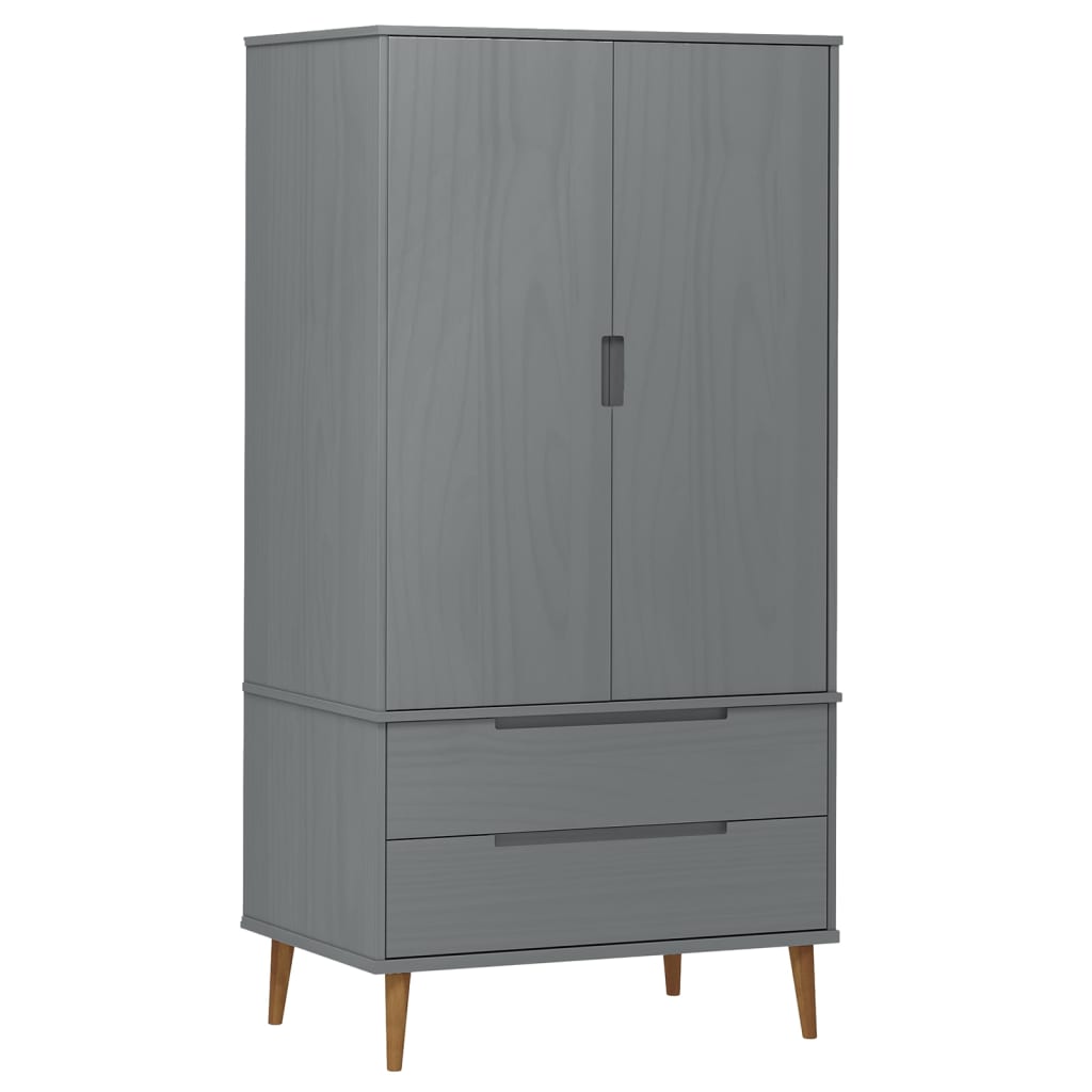 Garde-robe MOLDE Gris 90x55x175 cm Bois massif de pin