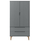 Garde-robe MOLDE Gris 90x55x175 cm Bois massif de pin