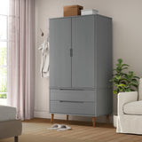 Garde-robe MOLDE Gris 90x55x175 cm Bois massif de pin