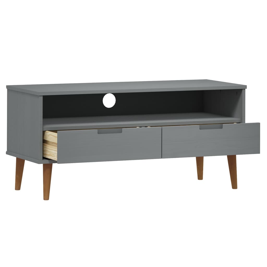 Meuble TV MOLDE Gris 106x40x49 cm Bois de pin massif