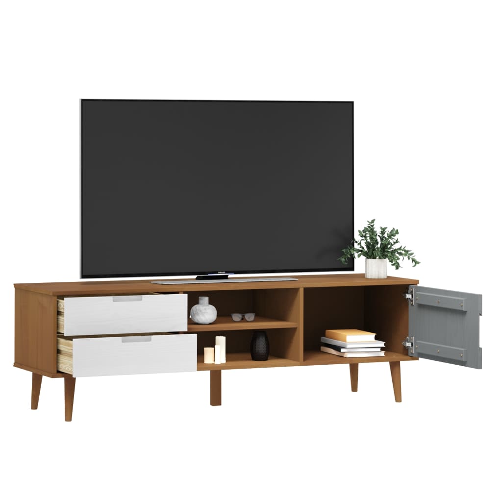 Meuble TV MOLDE Marron 158x40x49 cm Bois de pin massif