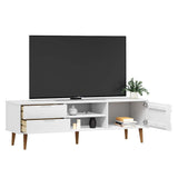 Meuble TV MOLDE Blanc 158x40x49 cm Bois de pin massif