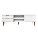 Meuble TV MOLDE Blanc 158x40x49 cm Bois de pin massif