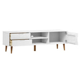 Meuble TV MOLDE Blanc 158x40x49 cm Bois de pin massif