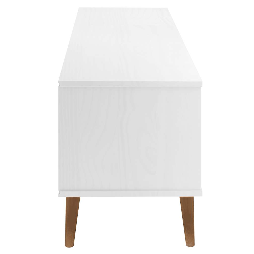 Meuble TV MOLDE Blanc 158x40x49 cm Bois de pin massif