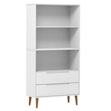 Bibliothèque MOLDE Blanc 85x35x170,5 cm Bois massif de pin