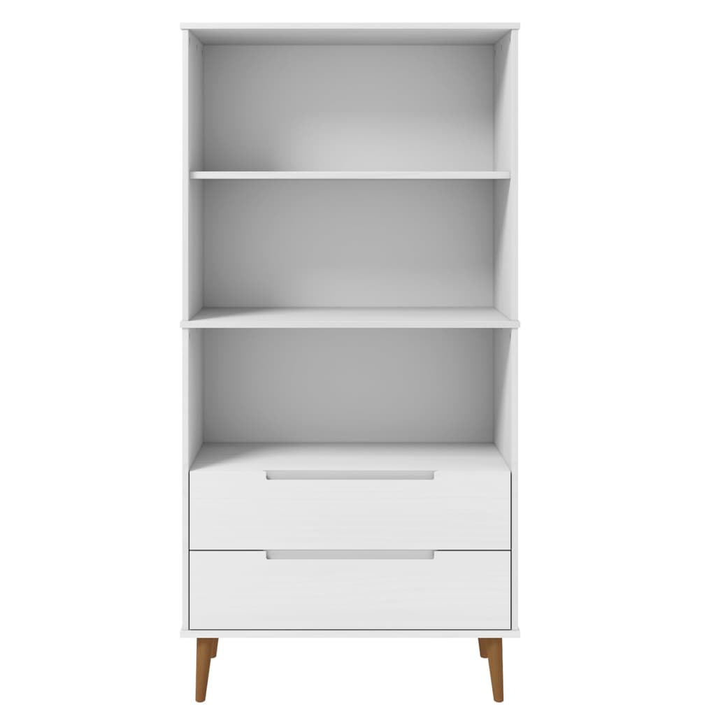 Bibliothèque MOLDE Blanc 85x35x170,5 cm Bois massif de pin