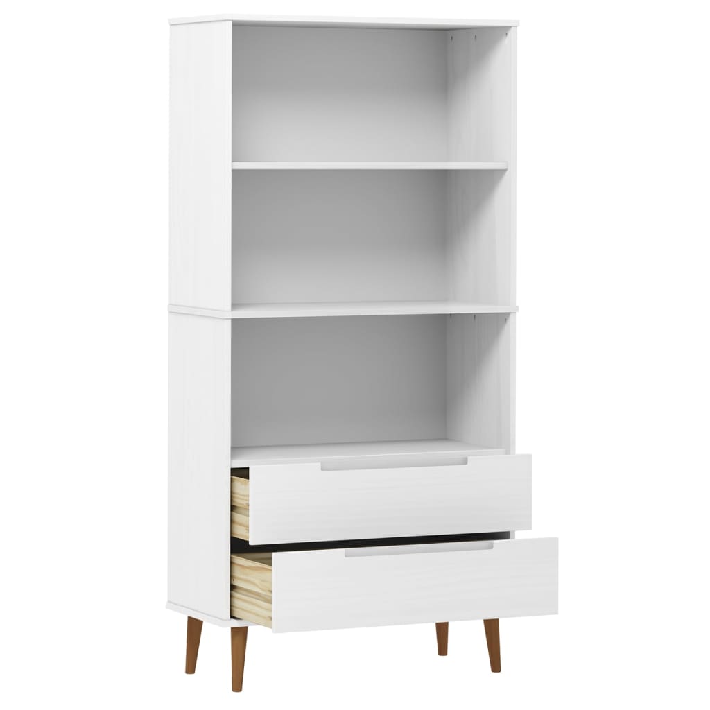 Bibliothèque MOLDE Blanc 85x35x170,5 cm Bois massif de pin