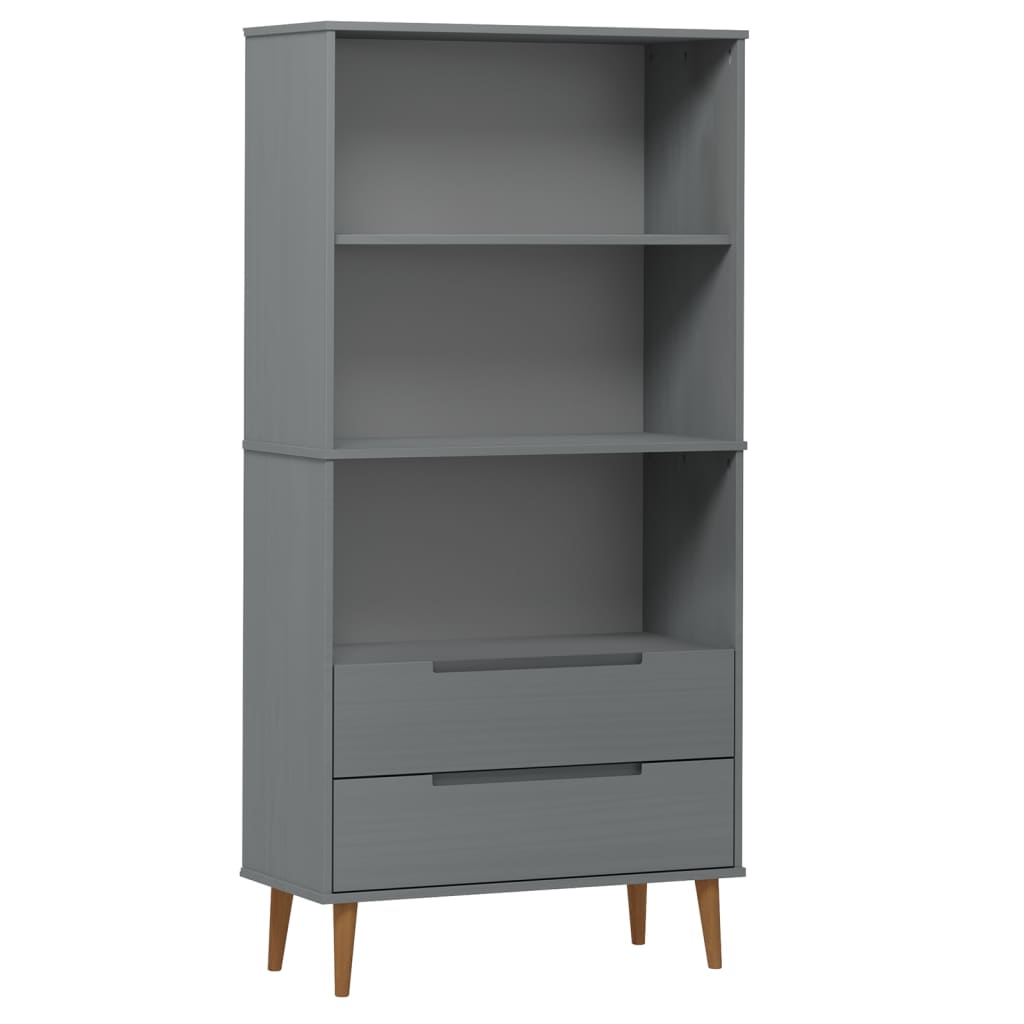 Bibliothèque MOLDE Gris 85x35x170,5 cm Bois massif de pin