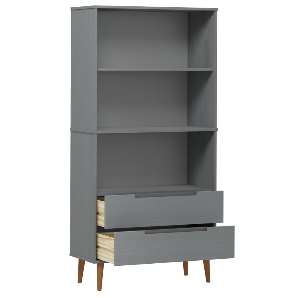 Bibliothèque MOLDE Gris 85x35x170,5 cm Bois massif de pin