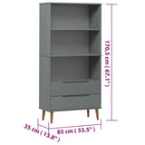 Bibliothèque MOLDE Gris 85x35x170,5 cm Bois massif de pin