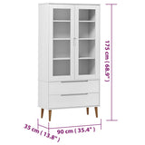 Armoire à vitrine MOLDE Blanc 90x35x175 cm Bois de pin massif