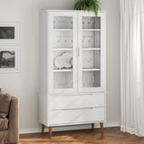 Armoire à vitrine MOLDE Blanc 90x35x175 cm Bois de pin massif