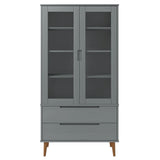 Armoire à vitrine MOLDE Gris 90x35x175 cm Bois de pin massif