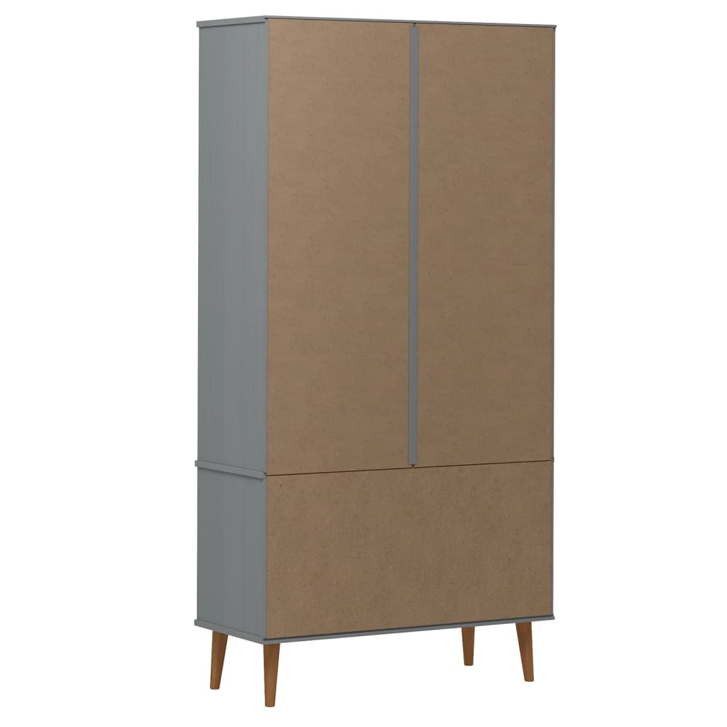 Armoire à vitrine MOLDE Gris 90x35x175 cm Bois de pin massif