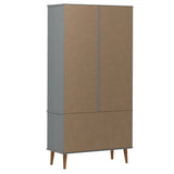 Armoire à vitrine MOLDE Gris 90x35x175 cm Bois de pin massif