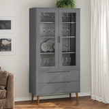 Armoire à vitrine MOLDE Gris 90x35x175 cm Bois de pin massif