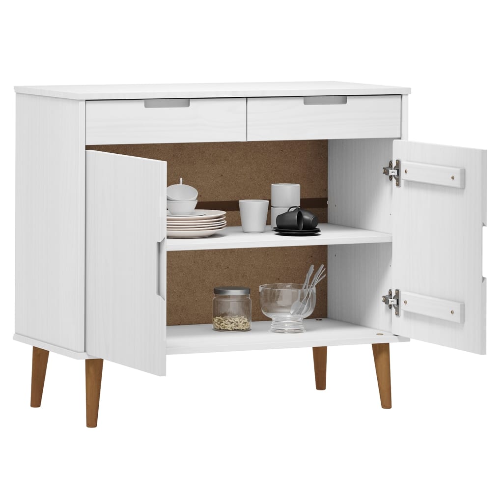 Buffet MOLDE Blanc 90x40x80 cm Bois massif de pin