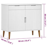 Buffet MOLDE Blanc 90x40x80 cm Bois massif de pin