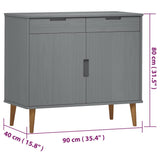 Buffet MOLDE Gris 90x40x80 cm Bois massif de pin