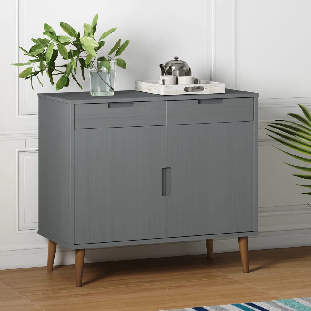 Buffet MOLDE Gris 90x40x80 cm Bois massif de pin