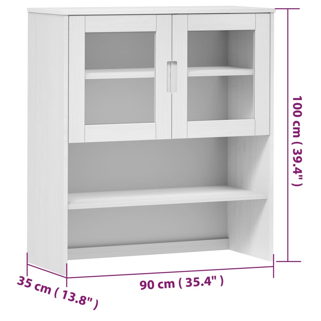 Dessus de buffet MOLDE Blanc 90x35x100 cm Bois massif de pin