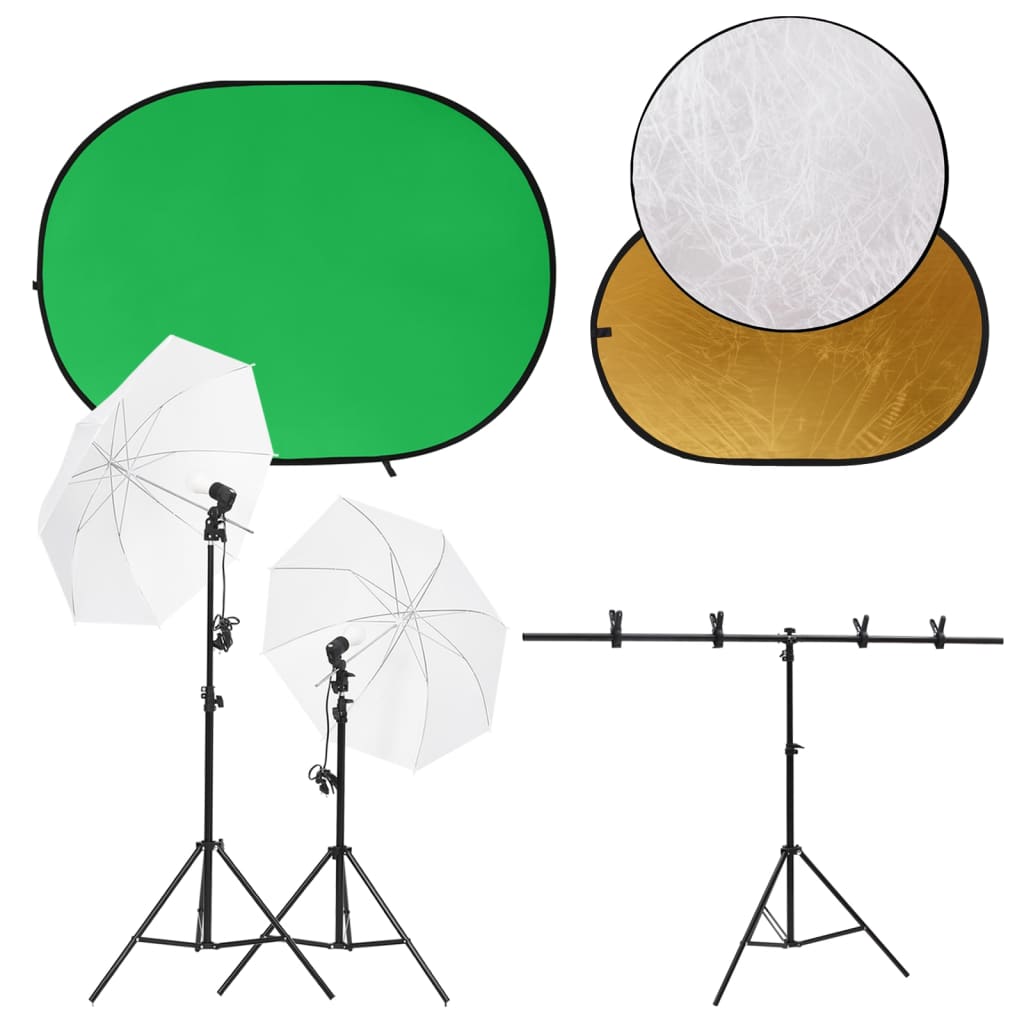 Photo studio kit with lighting background screen and reflector