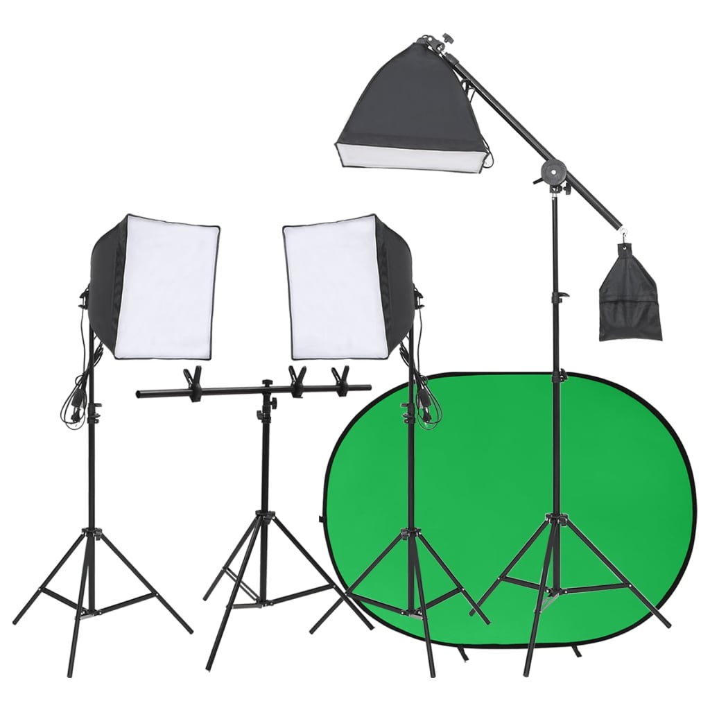 Photo studio kit with lighting and background screen