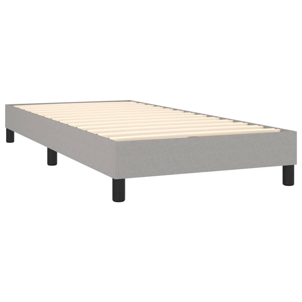 Slatted bed base with mattress Light grey 90x200 cm Fabric