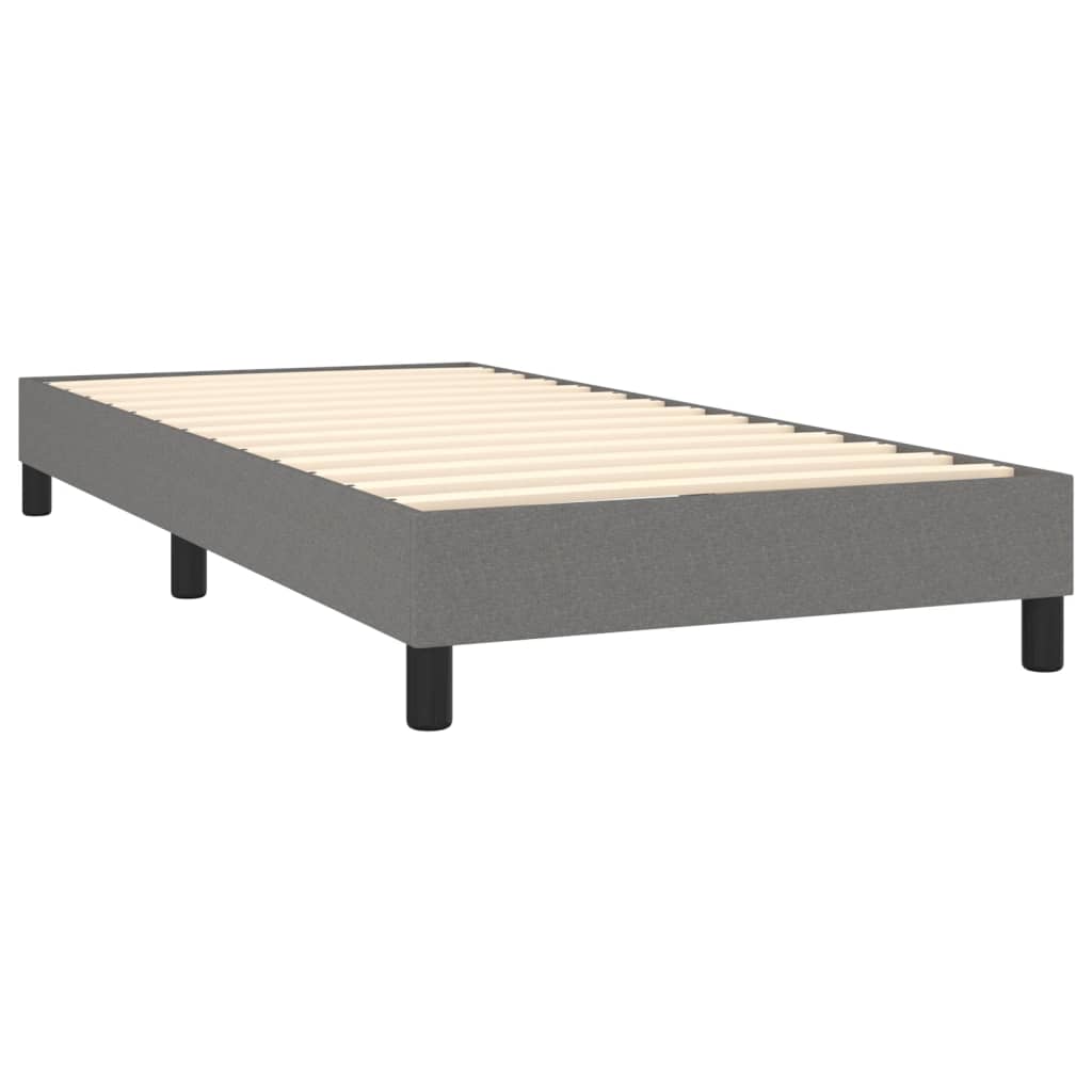 Slatted bed base with mattress Dark grey 90x200 cm Fabric