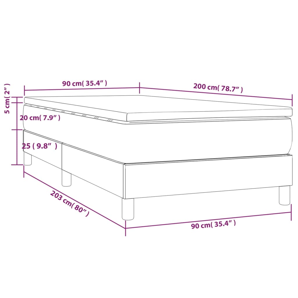 Bed slatted base with mattress Cream 90x200 cm Fabric