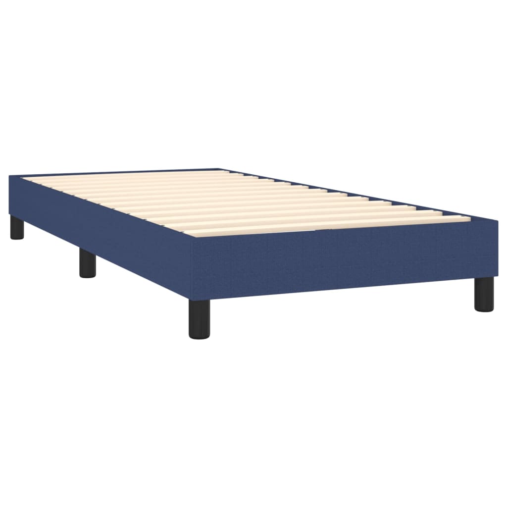 Slatted bed base with mattress Blue 90x200 cm Fabric