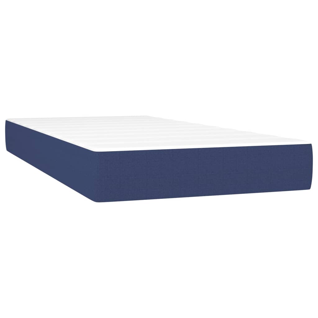 Slatted bed base with mattress Blue 90x200 cm Fabric