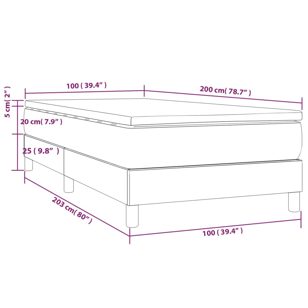 Sommier à lattes de lit avec matelas Gris clair 100x200cm Tissu