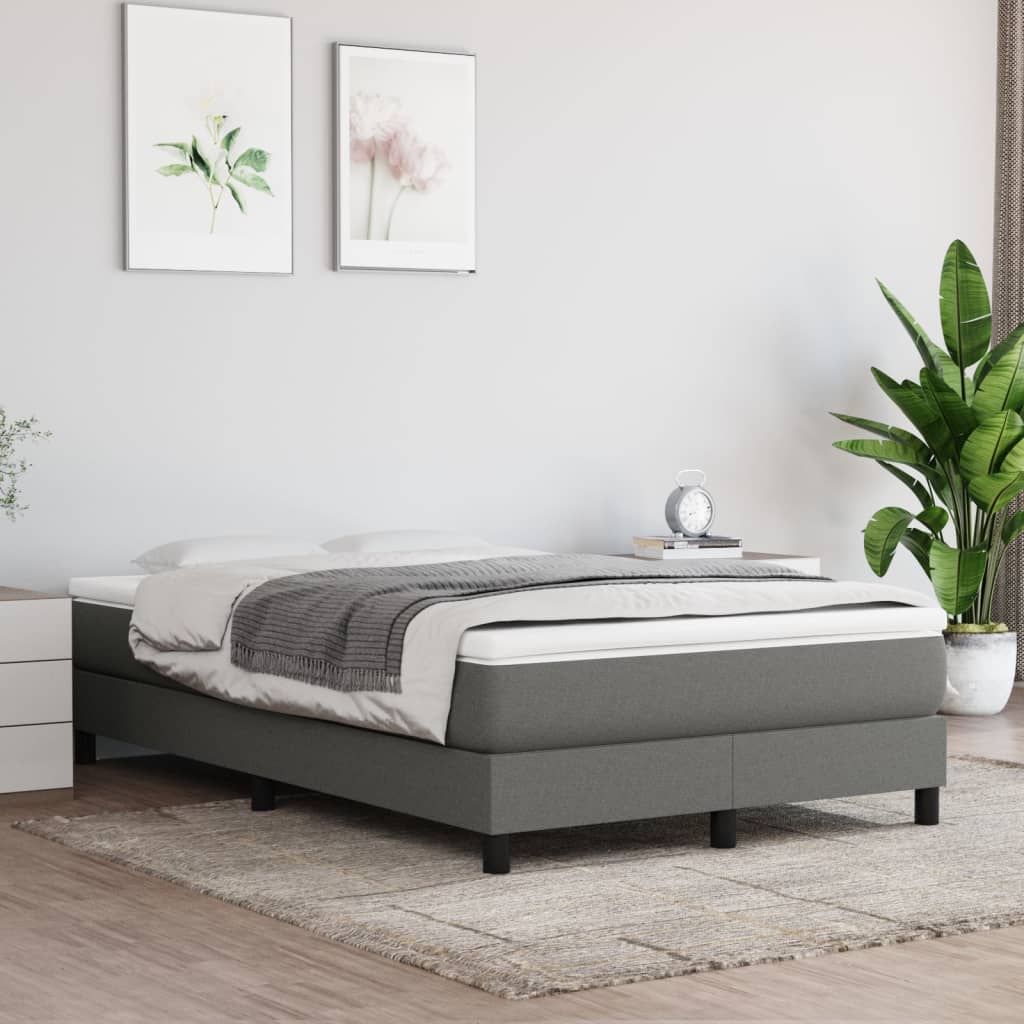 Sommier à lattes de lit avec matelas Gris foncé 120x200cm Tissu