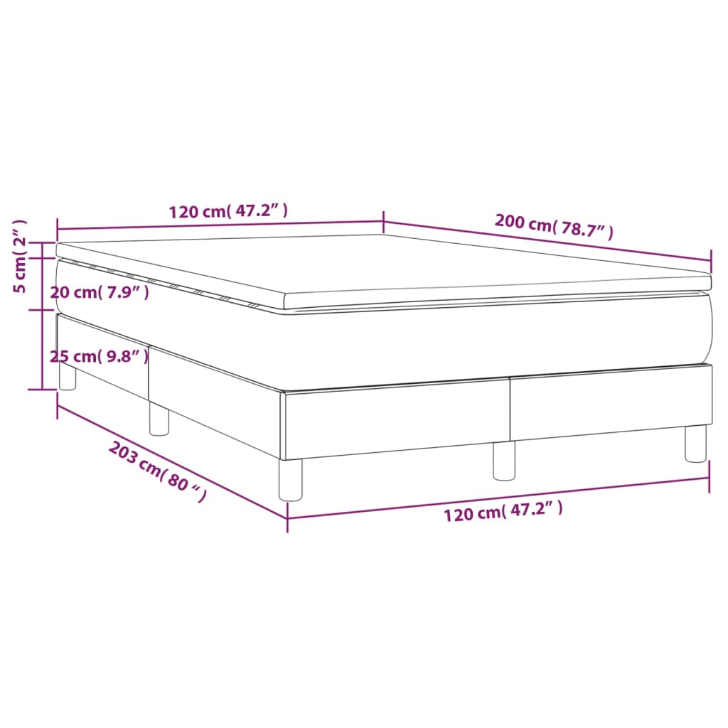 Bed slatted base with mattress Cream 120x200 cm Fabric