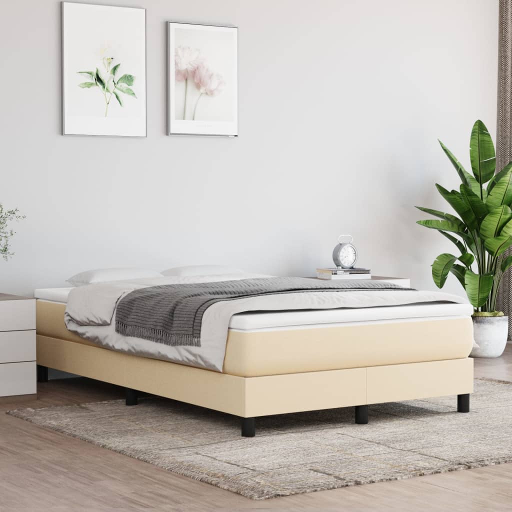 Sommier à lattes de lit avec matelas Crème 120x200 cm Tissu