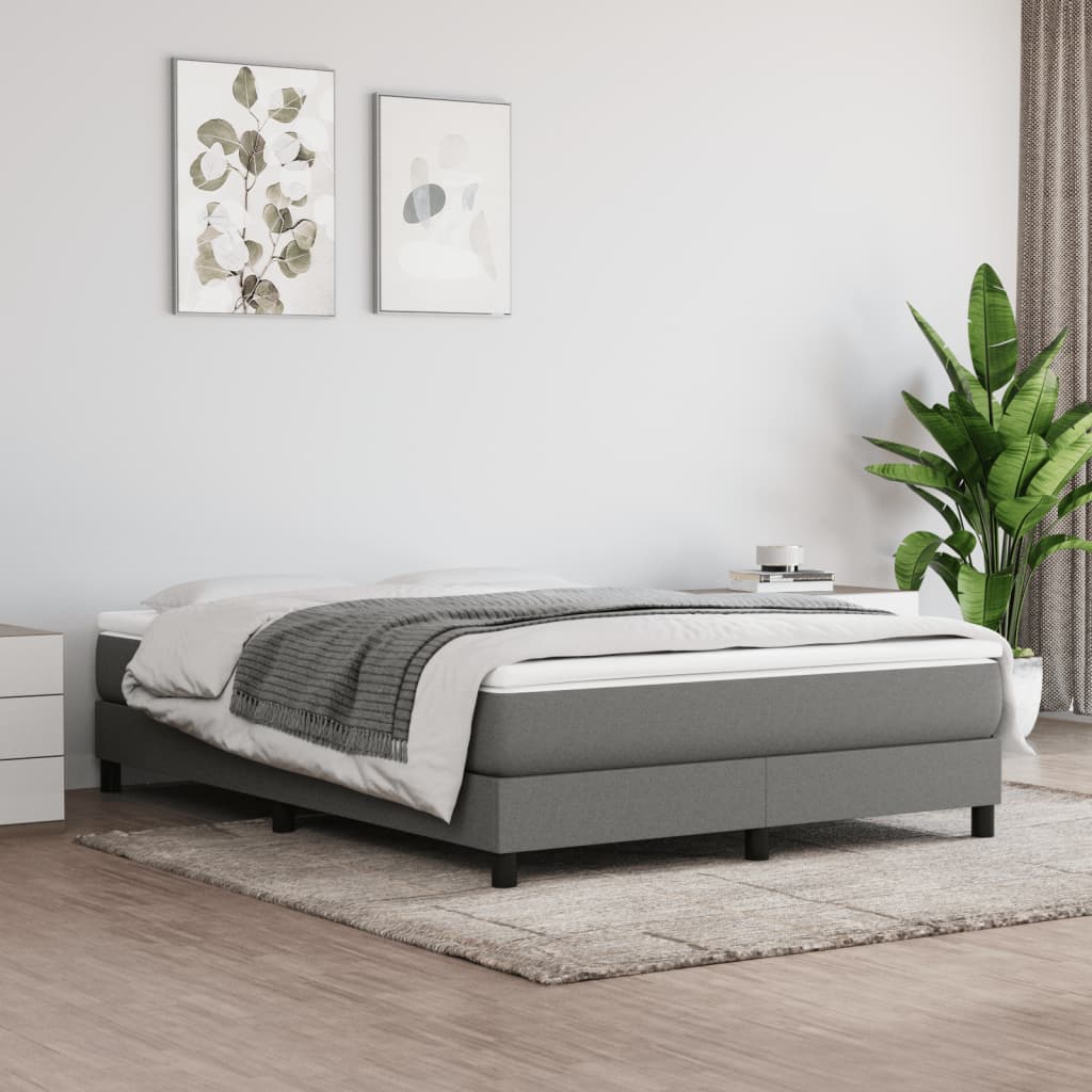 Sommier à lattes de lit avec matelas Gris foncé 140x190cm Tissu