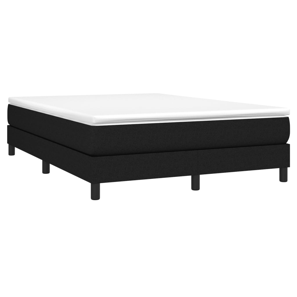 Slatted bed base with mattress Black 140x190 cm Fabric