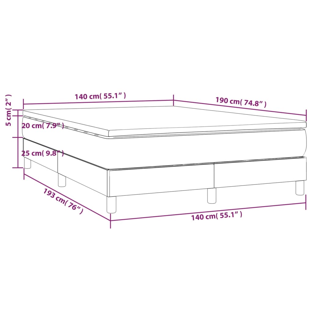 Slatted bed base with mattress Black 140x190 cm Fabric