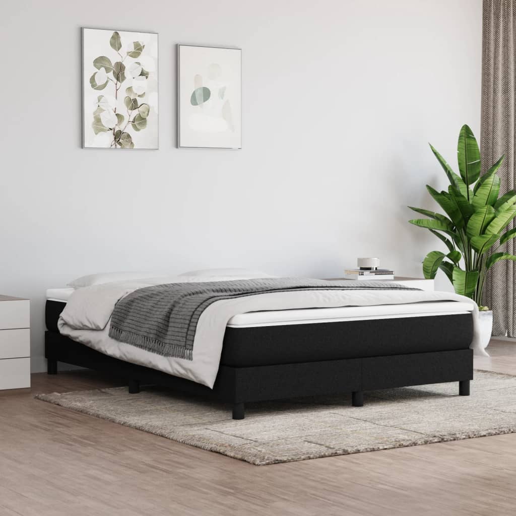 Slatted bed base with mattress Black 140x190 cm Fabric