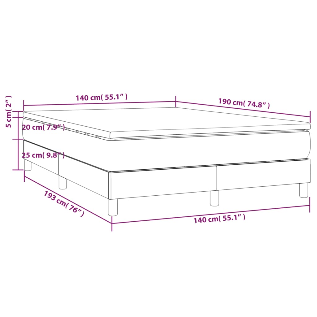 Bed slatted base with mattress Cream 140x190 cm Fabric