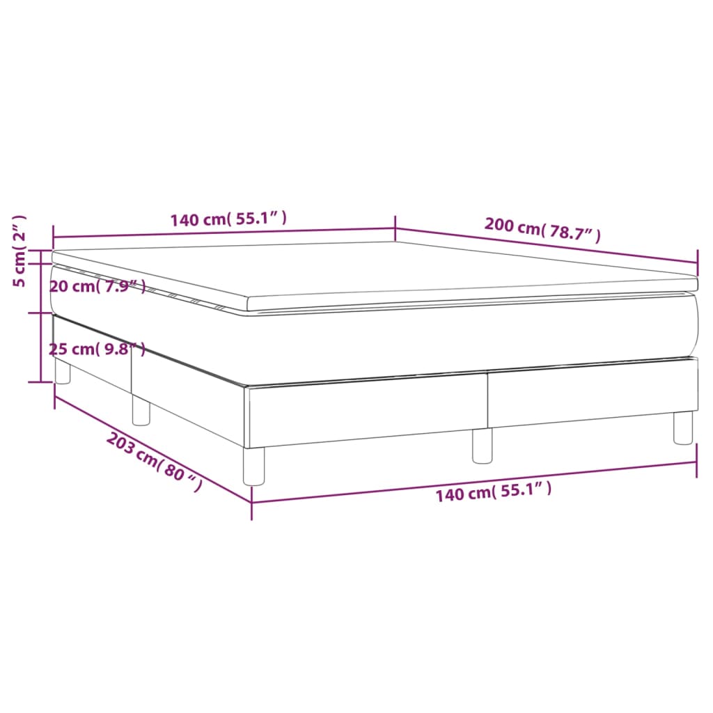 Slatted bed base with mattress Light grey 140x200cm Fabric