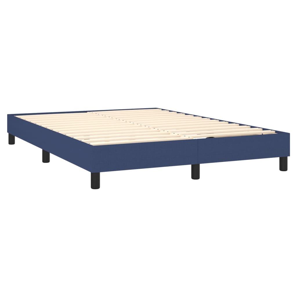 Slatted bed base with mattress Blue 140x200 cm Fabric