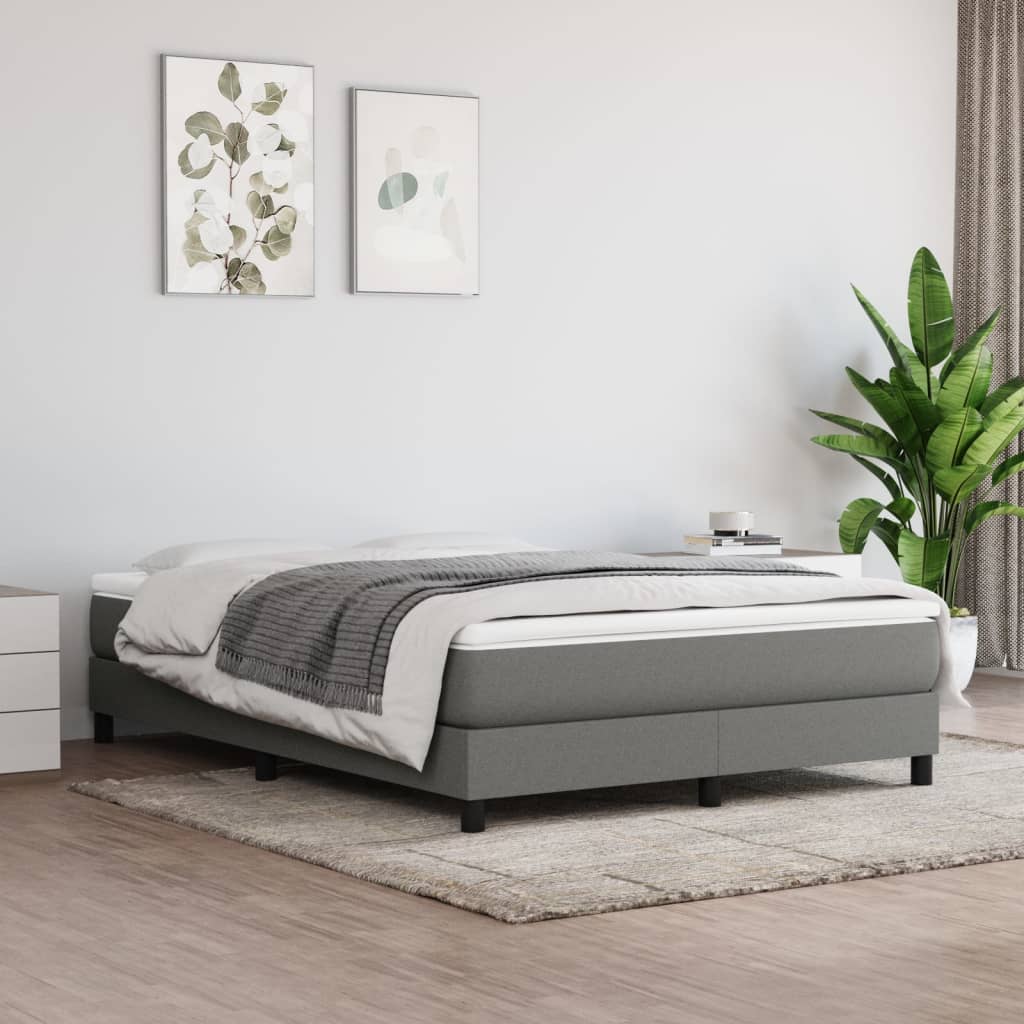 Sommier à lattes de lit avec matelas Gris foncé 160x200cm Tissu